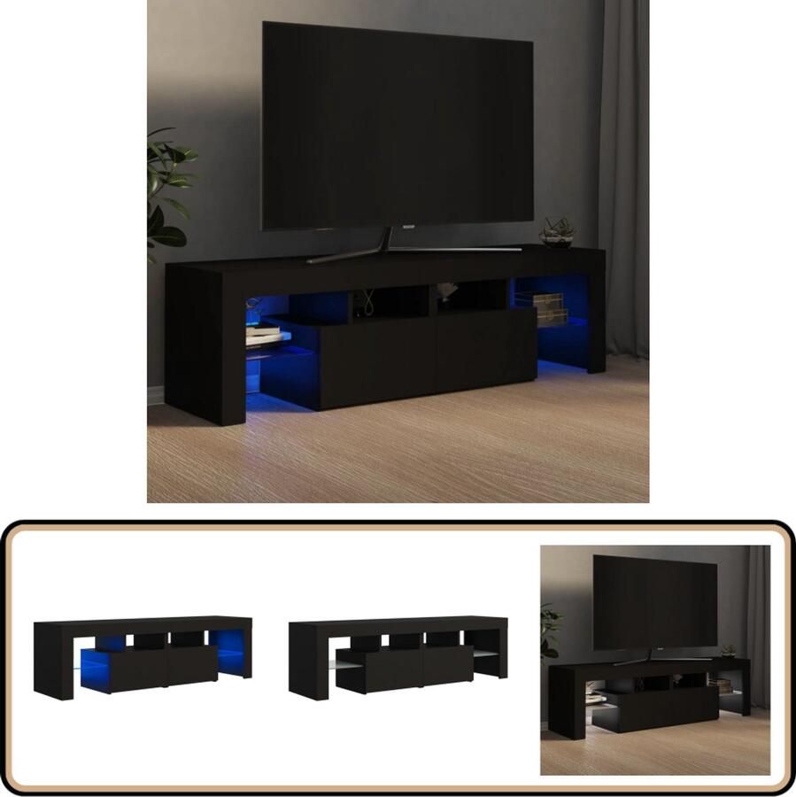 VidaXL Tv-meubel LED-verlichting 140x36 5x40 cm Tv Meubel Led Tv Meubel Houten Tv Meubel Zwarte Tv Meubel Houten Salontafel Media Kast Entertainment Center