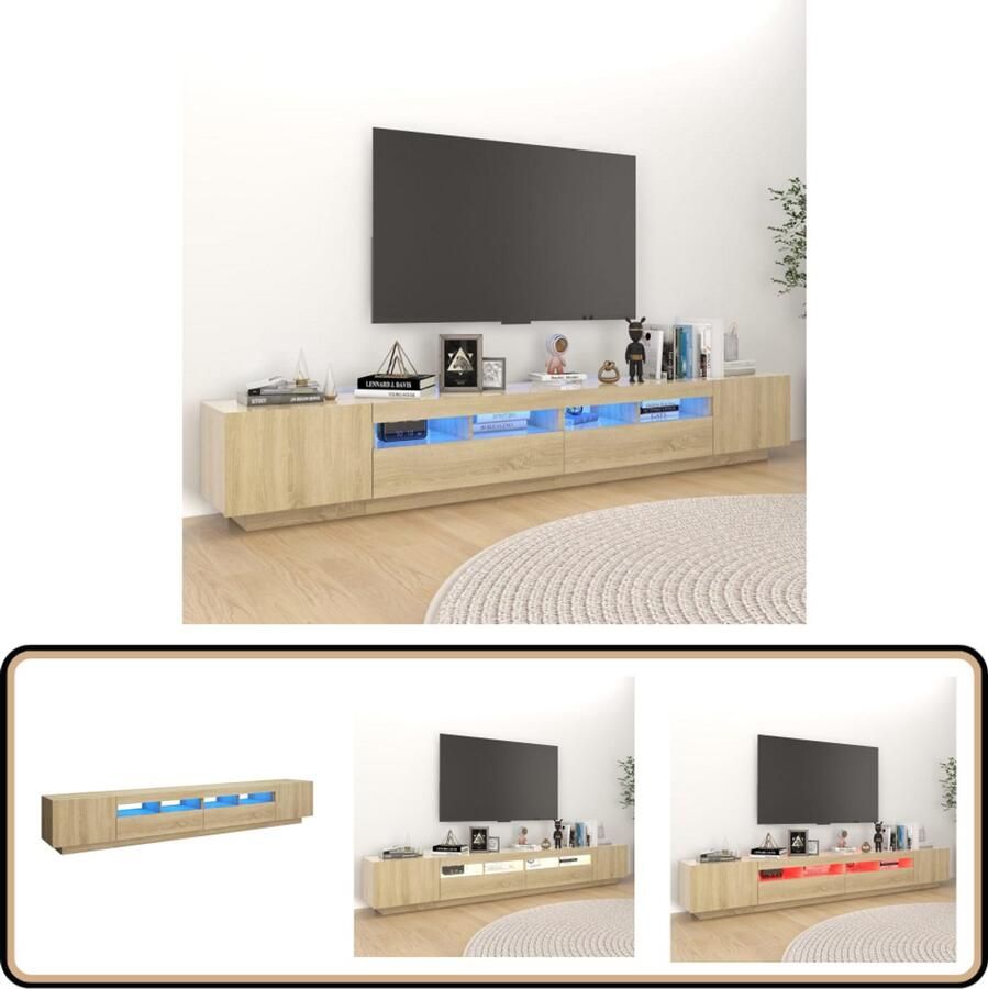 VidaXL Tv-meubel LED-verlichting 260 cm Sonoma eiken TV-meubel Salontafel Houten Meubilair Led Verlichting Tv Stand Media Kast Entertainment Center Sonora Eiken