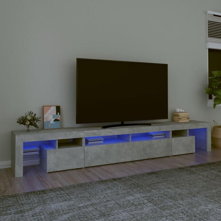 VidaXL Tv-meubel LED-verlichting 260x36 5x40cm Tv Meubel Houten Tv Kast Led Tv Meubel Rgb Led Licht Tv Stand Beton Grijs