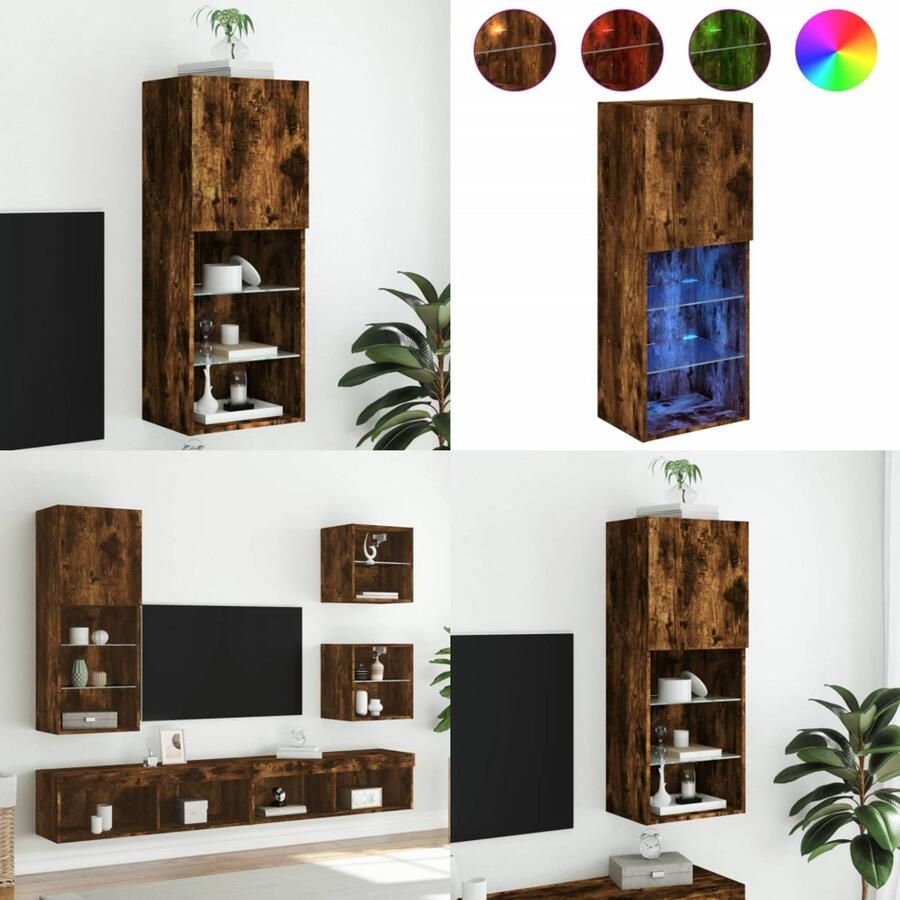 VidaXL Tv-meubel LED-verlichting 40 5x30x102 cm gerookt eikenkleurig Tv-meubel Tv-meubelen Tv Kast Opbergkast