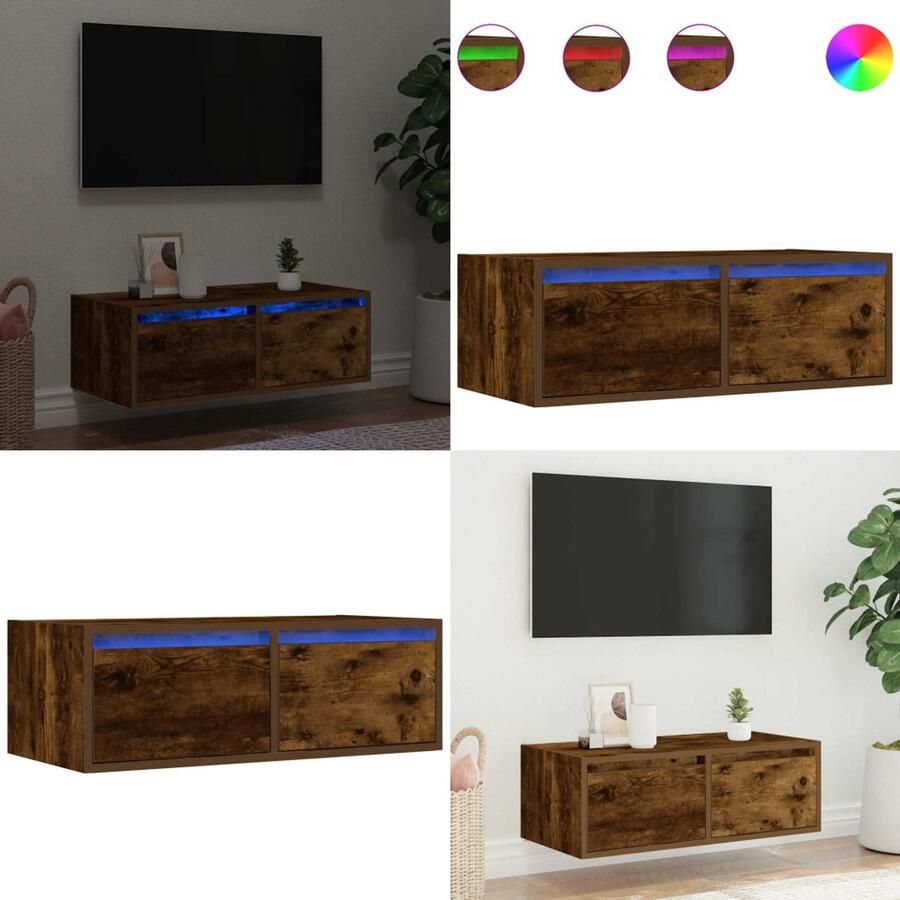 VidaXL Tv-meubel LED-verlichting 75x35 5x25 cm gerookt eikenkleurig Tv-meubel Tv-kasten -Tv-standaard Tv-dressoir