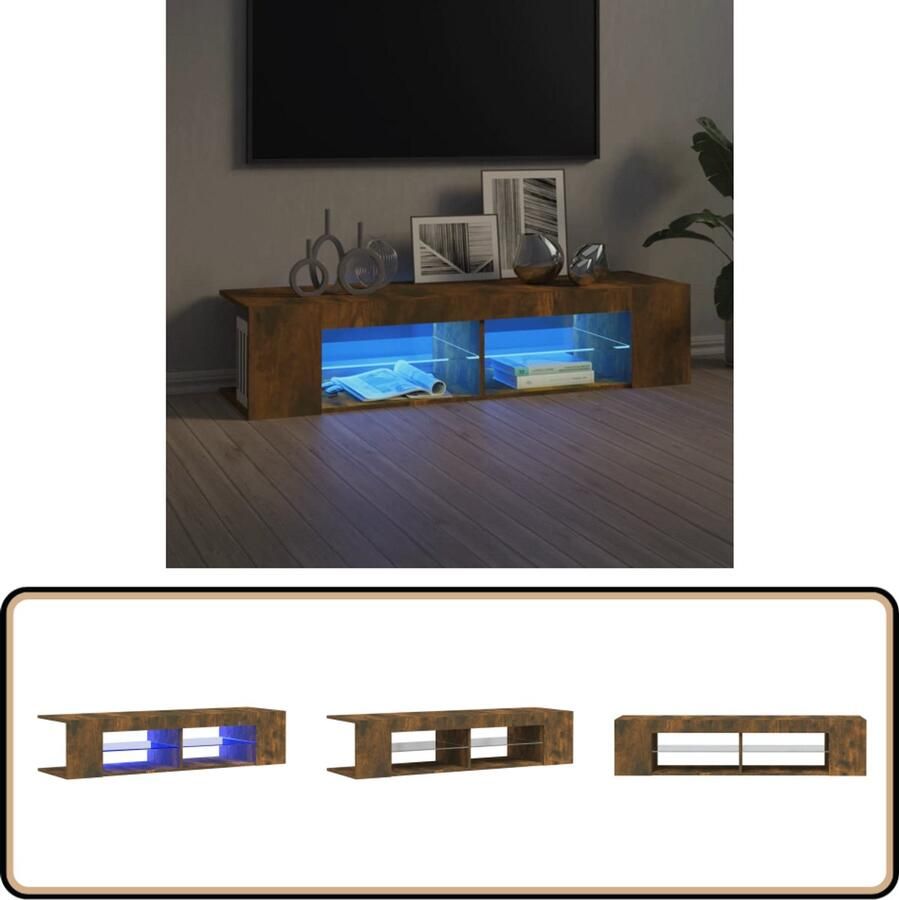 VidaXL Tv-meubel LED-verlichting Gerookt eiken Tv-meubel Mediakast Led-verlichting Rgb-led Houten Tv-meubel Bruine Tv-kast Salontafel Woonkamerdecoratie