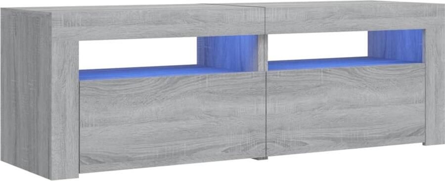 VidaXL Tv-meubel LED-verlichting Grijs eiken 120 cm Tv-meubel LED Verlichting Grijze Tv-standaard Salon Meubilair Houten Tv-tafel Media Kast Opbergruimte Usb Aansluiting Sonoma Eiken - Foto 2