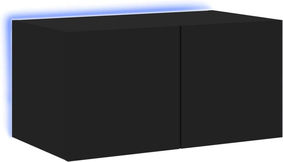 VidaXL Tv-meubel LED-verlichting Zwart 60x35x31 cm Tv-wandmeubel Tv-wandmeubelen Wandkast Tv-meubel - Foto 2