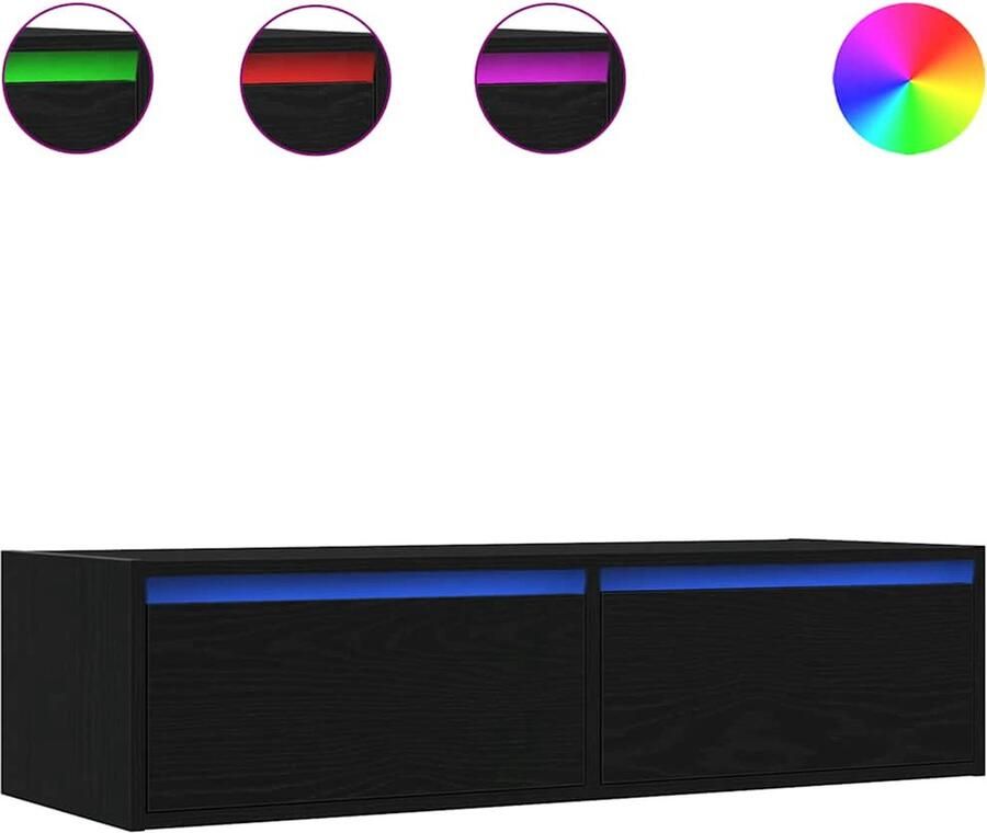 VidaXL Tv-meubel LED-verlichting Zwart eiken 100 cm Tv-meubel Tv-kasten -Tv-standaard Tv-dressoir