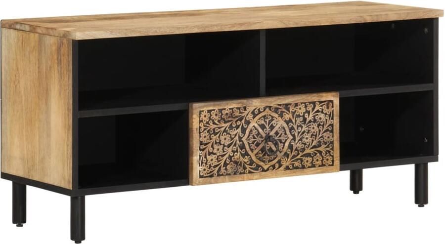 The Living Store Tv-meubel 100x33x46 cm massief mangohout Tv-meubel Mangohout Retro Tv-meubel Salontafel Livingroom Furniture - Foto 3