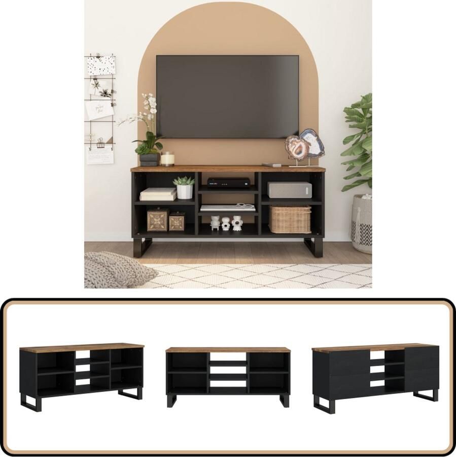 VidaXL Tv-meubel Mangohout 100x33x46 cm Tv-meubel Salontafel Houten Tv-kast Mango Wood Furniture Mediacaft