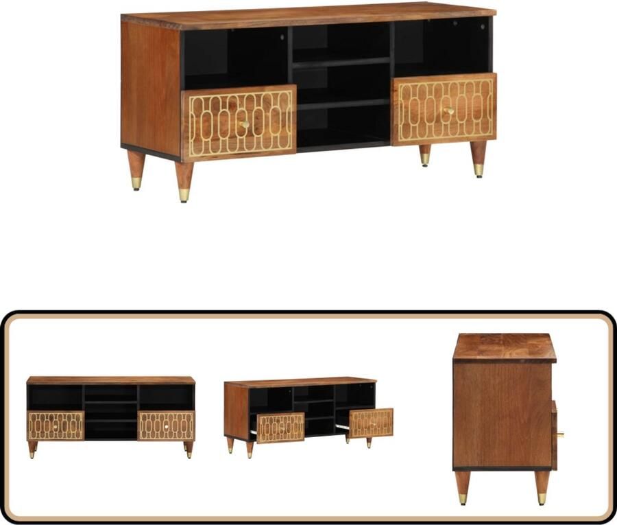 VidaXL Tv-meubel Mangohout 100x33x46 cm Tv-meubel Tv-meubelen Tv Kast Opbergkast