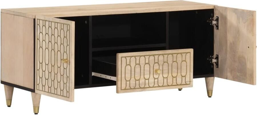 VidaXL Tv-meubel Mangohout 105x33x46cm Tv Kast Salontafel Mangohout Vintage Industrieel