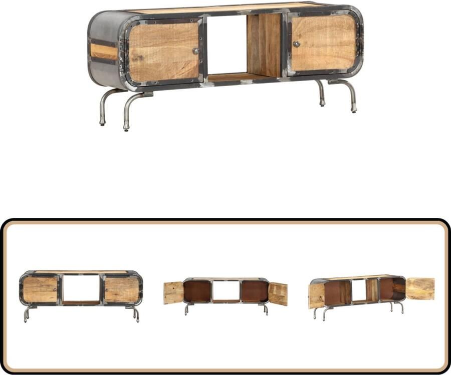 VidaXL Tv-meubel Mangohout 110x30x42 cm Tv-meubel Mangohout Meubels Industrieel Tv-meubel Salontafel Woonkamerdecoratie