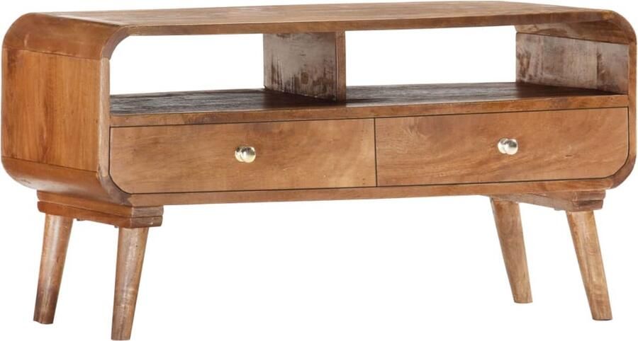 VidaXL Tv-meubel Mangohout 90x35x47 cm Tv Meubel Mangohout Meubilair Landelijke Tv Stand Salontafel Houten Tv Kast Opbergvak Lade Tv Meubel Vintage Tv Tafel Living Room Furniture Kamerdecoratie