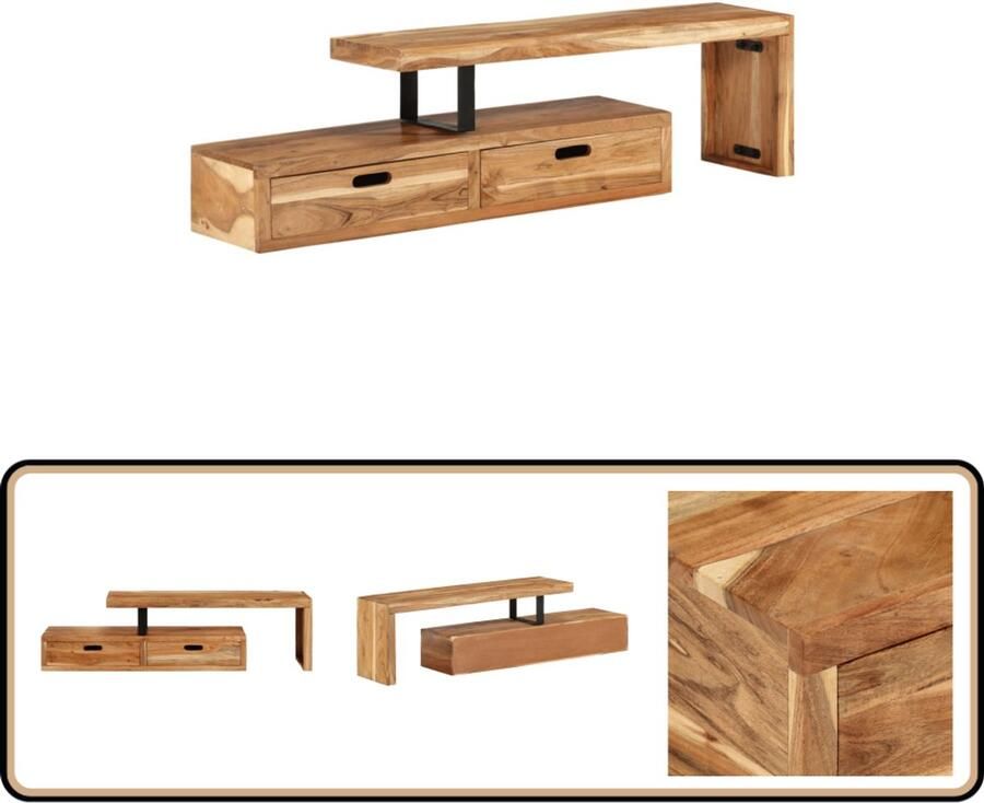 VidaXL Tv-meubel massief acaciahout 112x30x40 cm TV Kast Tv Meubels Acacia Hout Vintage Tv Stand Landelijke Tv Tafel
