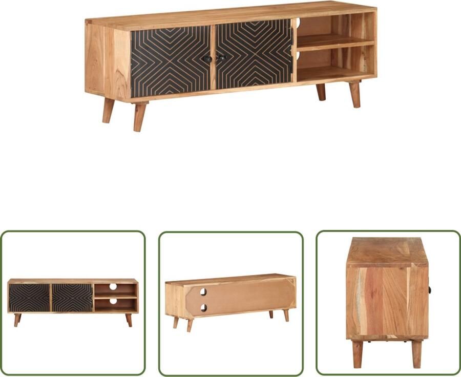 VidaXL Tv-meubel Massief Acaciahout 115x30x39 cm Tv-meubel Houten Tv-meubel Acacia Hout Vintage Tv-meubel Salontafel Mediabox Entertainment Center Tv Stand