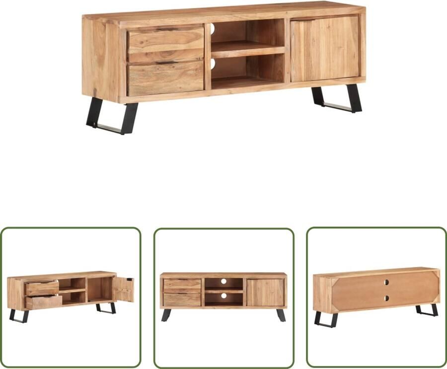 VidaXL Tv-meubel Massief Acaciahout 120x30x42cm Televisiescherm Tv-tafel Salon Meubilair Houten Tv-meubel Vintage Tv-meubel Industriele Decoratie Acacia Hout