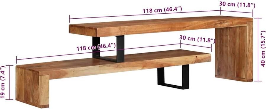 VidaXL -Tv-meubel-massief-acaciahout - Foto 3