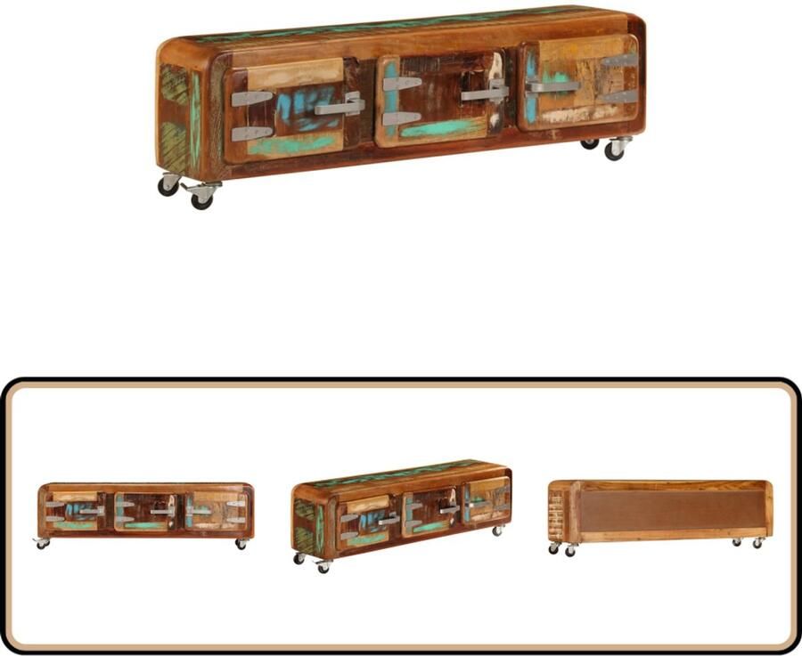 VidaXL Tv-meubel Massief gerecycled hout 120x30x37 cm Tv-kast Houten Tv-stand Antiek Meubilair Landelijk Interieur Salontafel