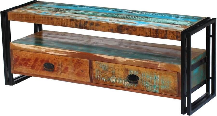 VidaXL Tv-meubel Massief Gerecycled Hout 120x35x45 cm Tv-meubel Vintage Meubels Houten Tv-stand Recycelde Hout Handmade Furniture Design Tv-tafel - Foto 2