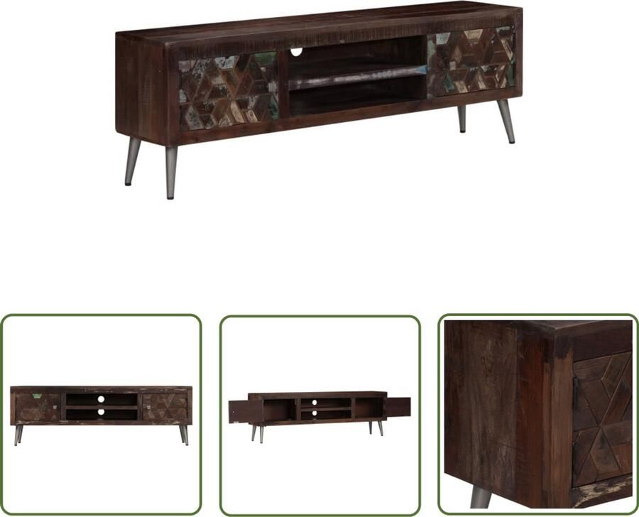 VidaXL Tv-meubel Massief gerecycled hout 140x30x45 cm TV-meubel Industrieel Design Vintage Meubels Houten Tv-stand Recyceld Hout Bruine Tv-bank