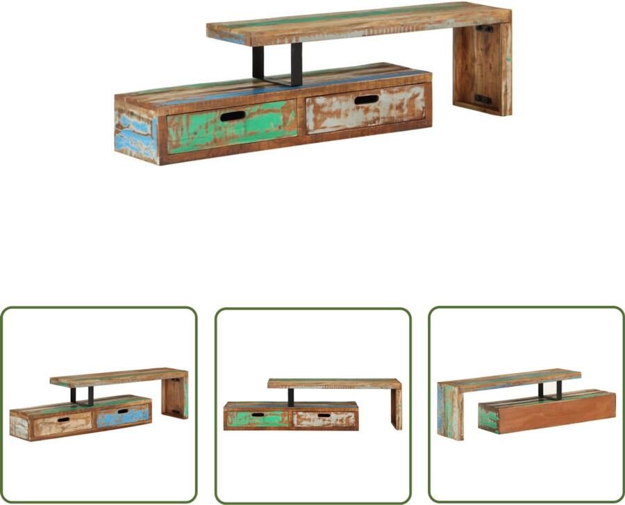 VidaXL Tv-meubel massief gerecycled hout Tv-meubel Landelijk Meubilair Houten Tv-kast Recycled Wood Furniture Vintage Tv Stand Retro Tv Cabinet Industriële Tv Kast