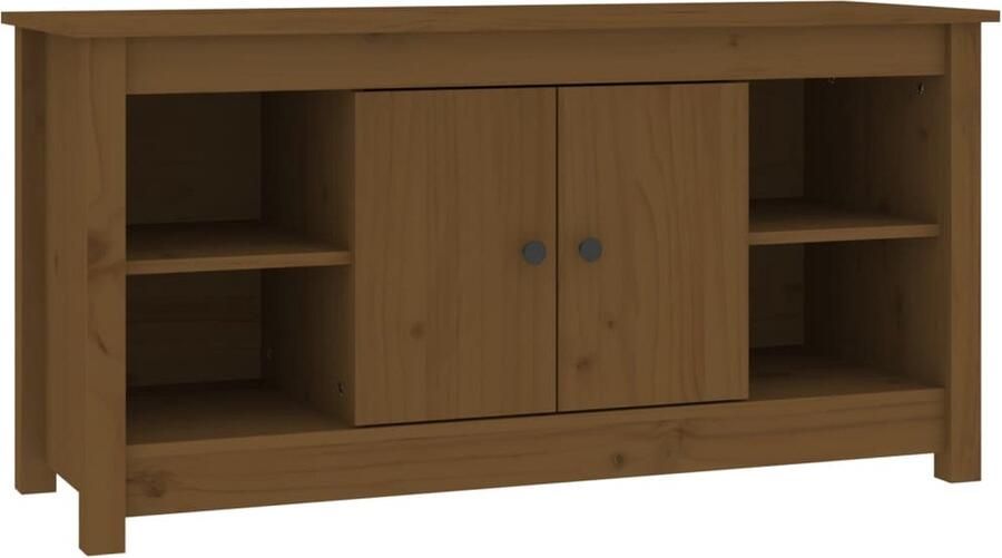VidaXL Tv-meubel massief grenenhout honingbruin Tv Kast Grenoble Hout Honingbruin Salontafel Opbergruimte Media Kast Living Room Furniture