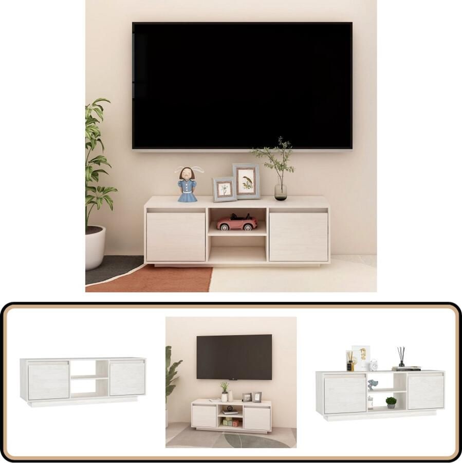 VidaXL Tv-meubel Massief Grenenhout Wit Tv-meubel Houten Tv-meubel Grenenhout Tv-meubel Wit Tv-meubel Tv-stand