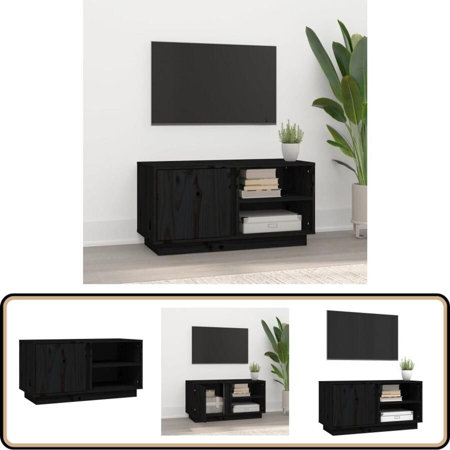 VidaXL Tv-meubel Massief Grenenhout Zwart 80x35x40 5 cm Tv Kast Houten Tv Kast Grenoble Hout Zwarte Tv Kast Tv Meubilair Salontafel Livingroom Furniture Woonkamerdecoratie