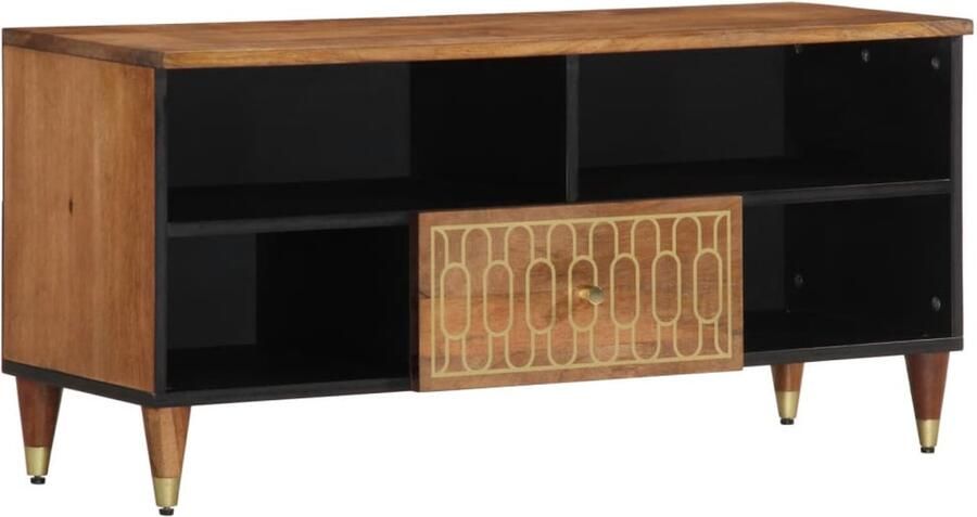 VidaXL Tv-meubel Massief Mangohout 100x33x46 cm Tv-meubel Tv-meubelen Tv Kast Opbergkast - Foto 2