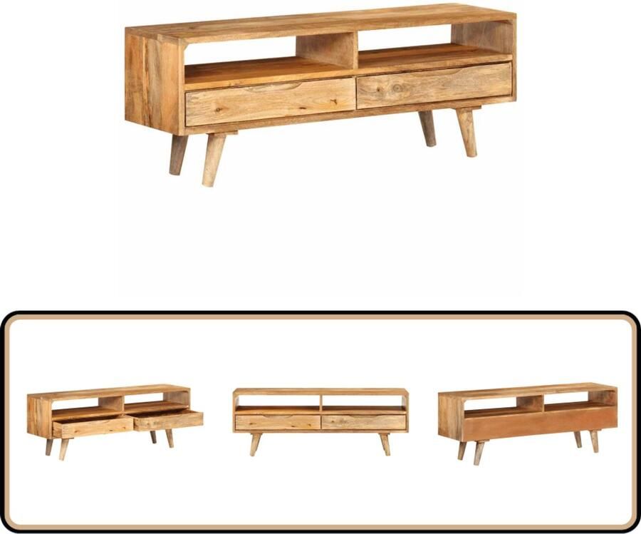 The Living Store Tv-meubel 110x30x41 cm massief mangohout Tv-meubel Mangohout Vintage Tv Kast Salontafel Media Kast