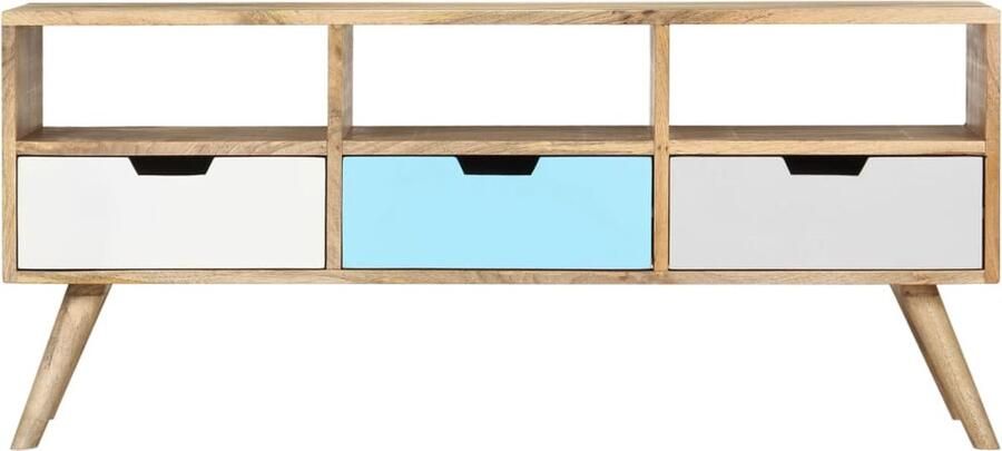 VidaXL Tv-meubel Massief Mangohout 110x35x48 cm Tv-kast Mangohout Meubilair Vintage Tv-tafel Retro Salontafel Mediacabe - Foto 2
