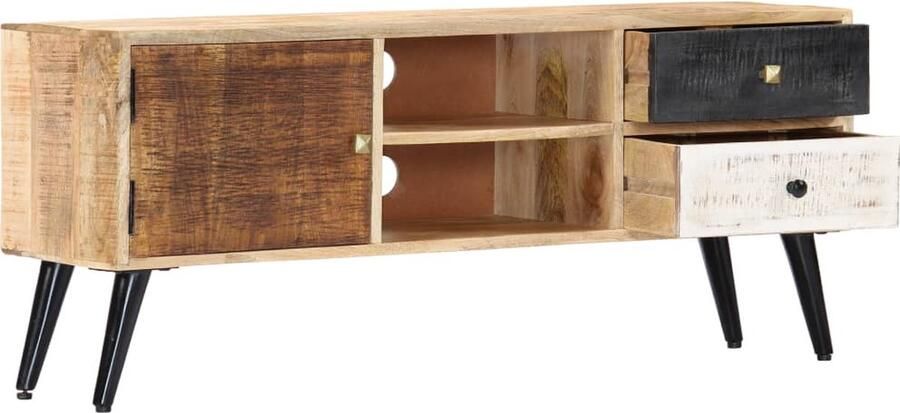 VidaXL Tv-meubel Massief Mangohout 115x30x47 cm Vintage Tv-meubel Tv-stand Mangohouten Tv-tafel Retro Tv-meubel Livingroom Furniture Entertainment Center - Foto 2