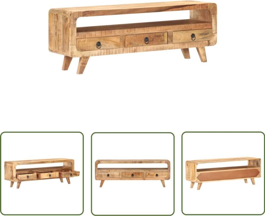 VidaXL Tv-meubel Massief Mangohout 117x30x41 cm Tv-meubel Mangohout Meubilair Landelijke Tv Kast Salontafel Woonkamerdecoratie