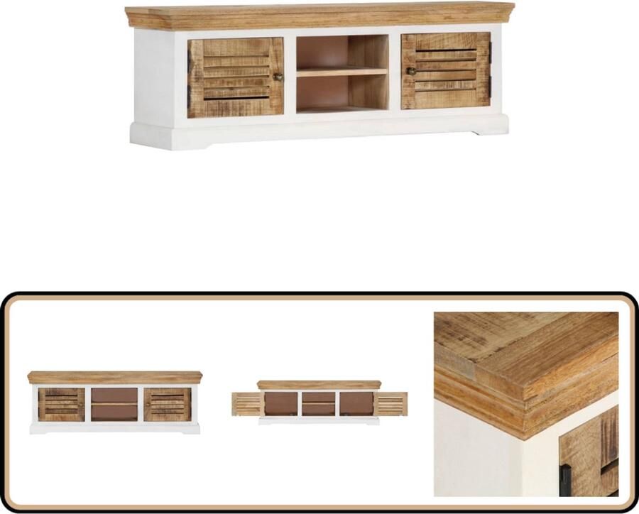 VidaXL Tv-meubel Massief Mangohout 118x30x40 cm Tv-kast Mangohout Meubels Landelijke Tv-kast Rustic Tv Stand Mediabox
