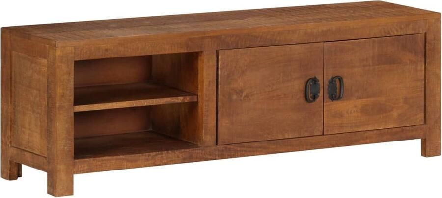 VidaXL Tv-meubel Massief Mangohout 120x30x40 cm Tv-kast Meubilair Salontafel Woonkamerdecoratie Mangohout Retro Design Vintage Bruine Tv-kast - Foto 2