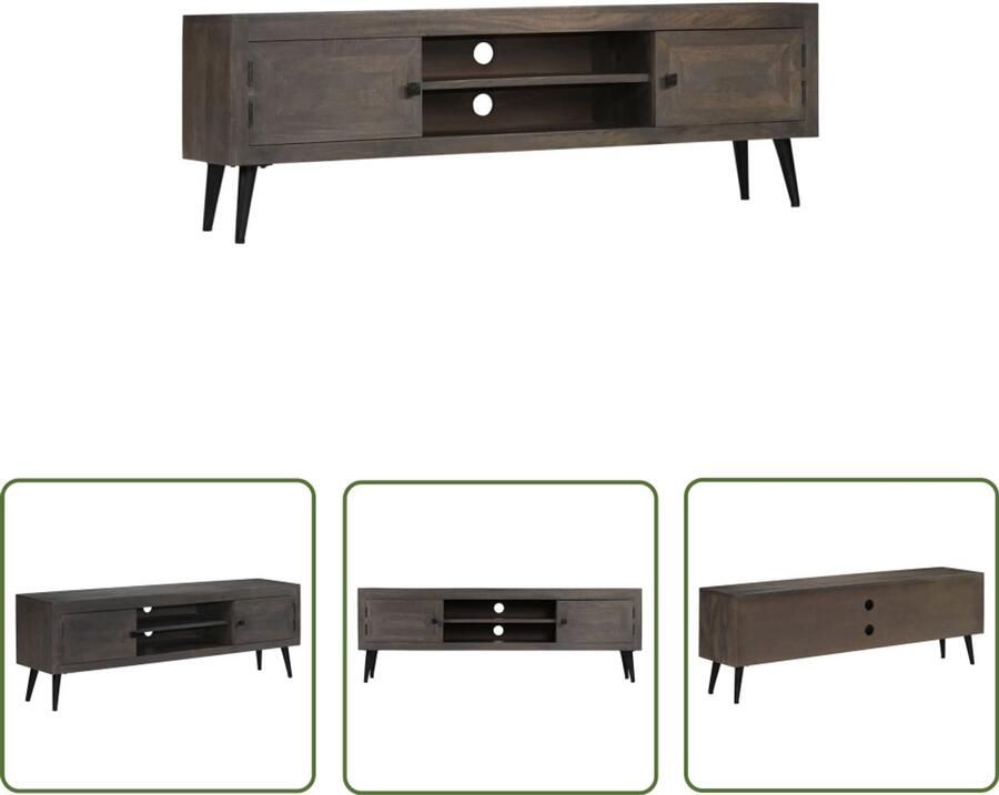 VidaXL Tv-meubel Massief mangohout 140x30x45 cm TV-meubilair Tv-kast Mangohout Meubilair Vintage Tv-stand Retro Tv-kast Salontafel Dressoir Media Kast Boekenplank