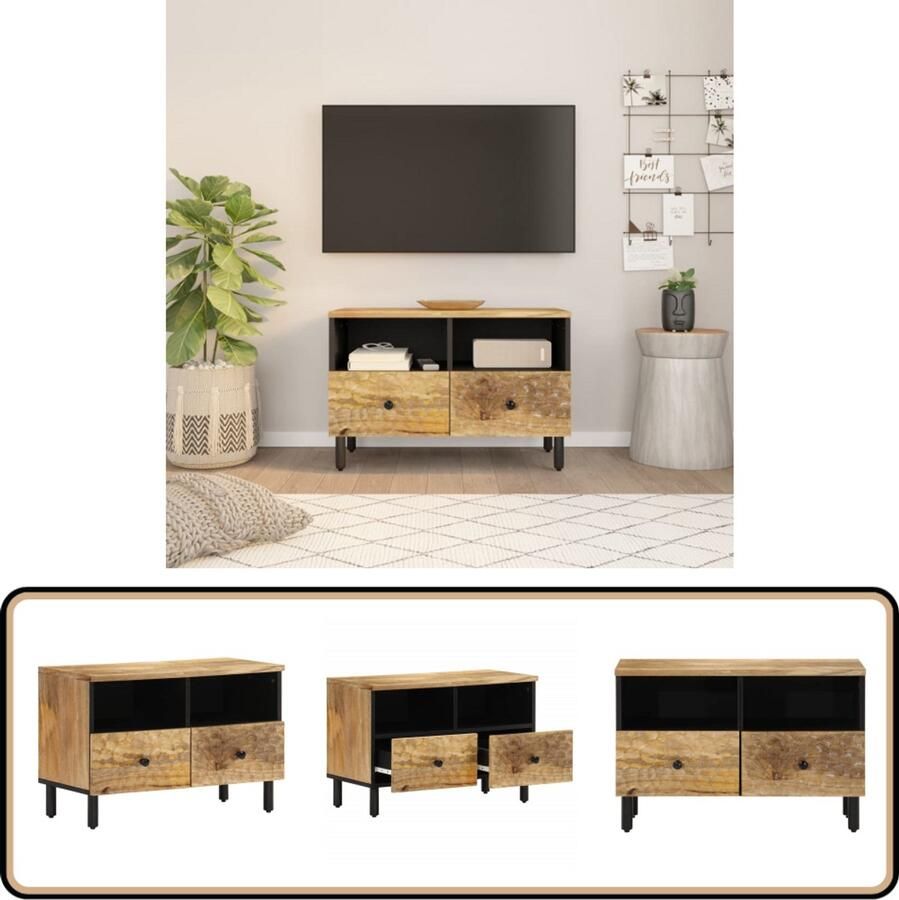 VidaXL Tv-meubel Massief Mangohout 70x33x46 cm Tv Kast Houten Tv Kast Mangohout Tv Kast Salontafel Tv Tafel