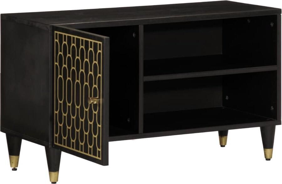 The Living Store Tv-meubel 80x31 5x46 cm massief mangohout Tv Kast Retro Tv Stand Houten Tv Meubel Mangohout Tv Kast Vintage Tv Kast - Foto 3