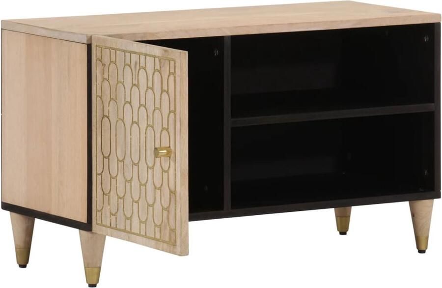 The Living Store Tv-meubel 80x31x46 cm massief mangohout Tv-meubel Mango Hout Vintage Tv Kast Salontafel Living Room Furniture - Foto 2