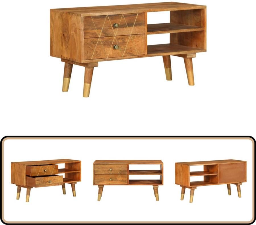 VidaXL Tv-meubel Massief Mangohout 85x35x47 cm Tv Kast Houten Tv Kast Mangohout Tv Kast Tv Stand Salontafel