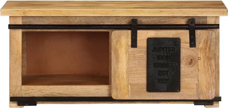 VidaXL Tv-meubel Massief Mangohout 90x35x40 cm Tv Meubel Houten Tv Kast Mangohout Tv Stand Rustic Tv Cabinet Vintage Tv Unit Media Storage Televisie Tafel