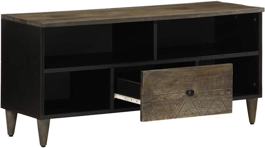 VidaXL Tv-meubel Massief Mangohout Zwart 100x33x46 cm Tv-meubel Tv-kasten Tv-standaard Tv-meubel