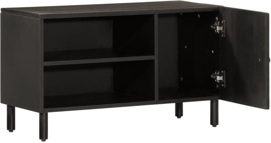 The Living Store Tv-meubel 80x31x46 cm massief mangohout zwart Tv-meubel Mangohout Houten Tv Kast Salontafel Living Room Furniture - Foto 2