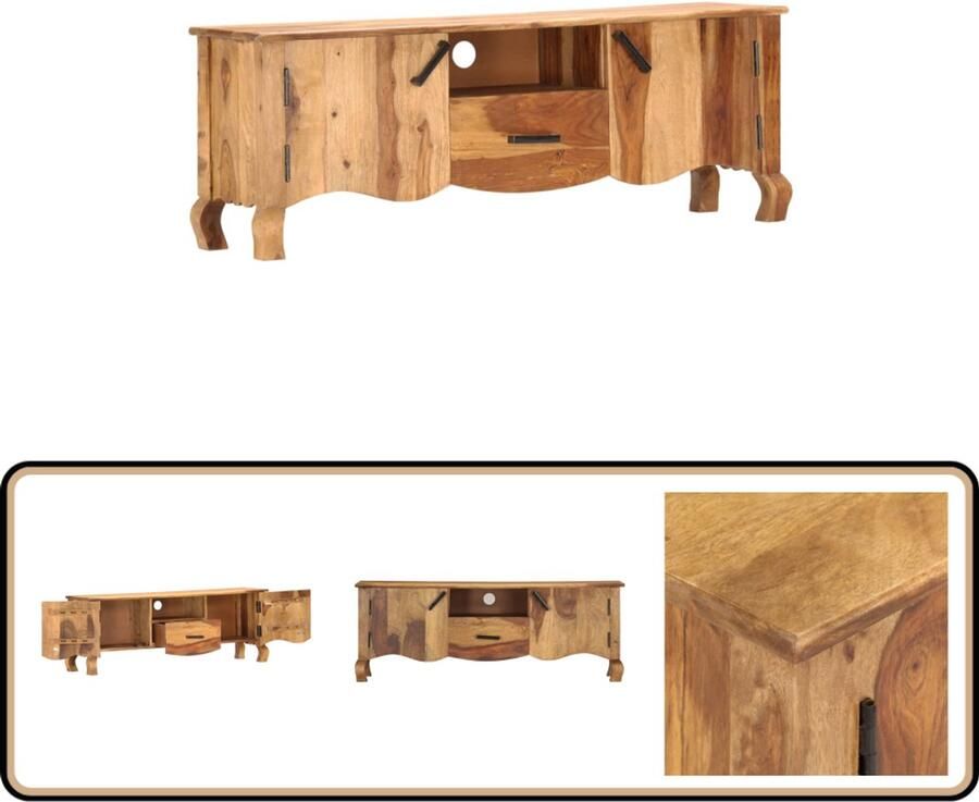 VidaXL Tv-meubel Massief Sheeshamhout 115 cm Tv Meubel Sheeshamhouten Meubilair Salontafel Woonkamerdecoratie Bruine Tv Stand