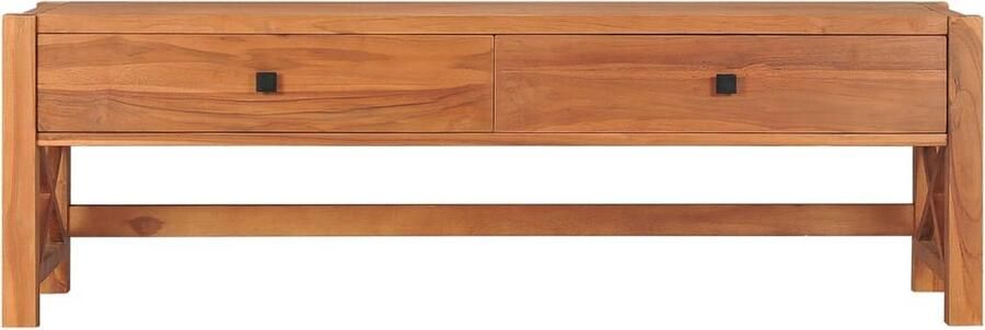 VidaXL Tv-meubel massief teakhout 120x40x45 cm Tv-meubel Teak Hout Landelijke Stijl Salon Meubilair Opbergruimte - Foto 2