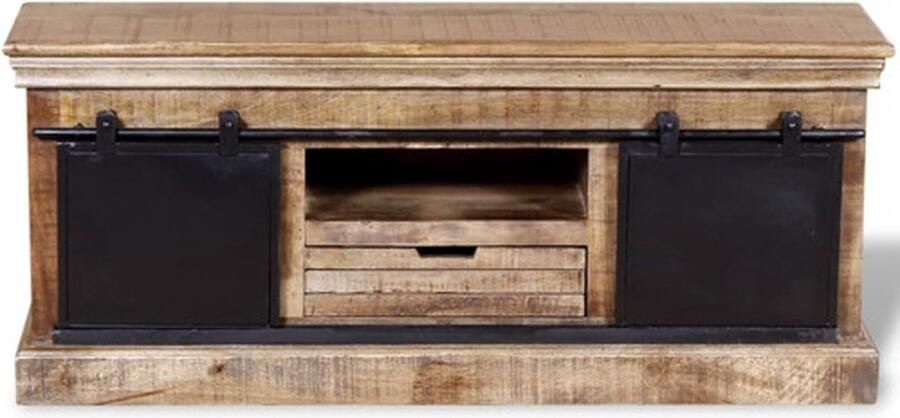 VidaXL -Tv-meubel-met-2-schuifdeuren-110x30x45-cm-massief-mangohout - Foto 2