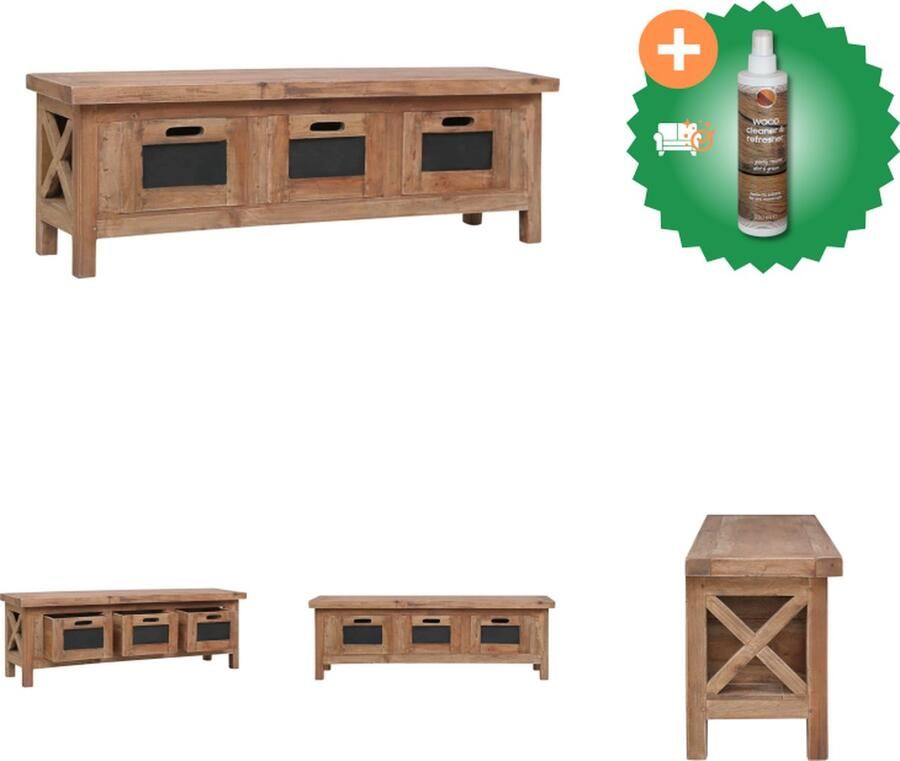 VidaXL Tv-meubel met 3 lades 120x30x40 cm massief mahoniehout Kast Inclusief Houtreiniger en verfrisser