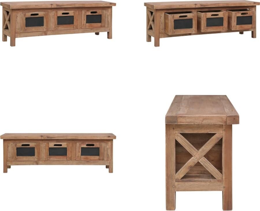 VidaXL Tv-meubel met 3 lades 120x30x40 cm massief mahoniehout Tv-kast Tv-kasten Tv-standaard Tv-standaarden