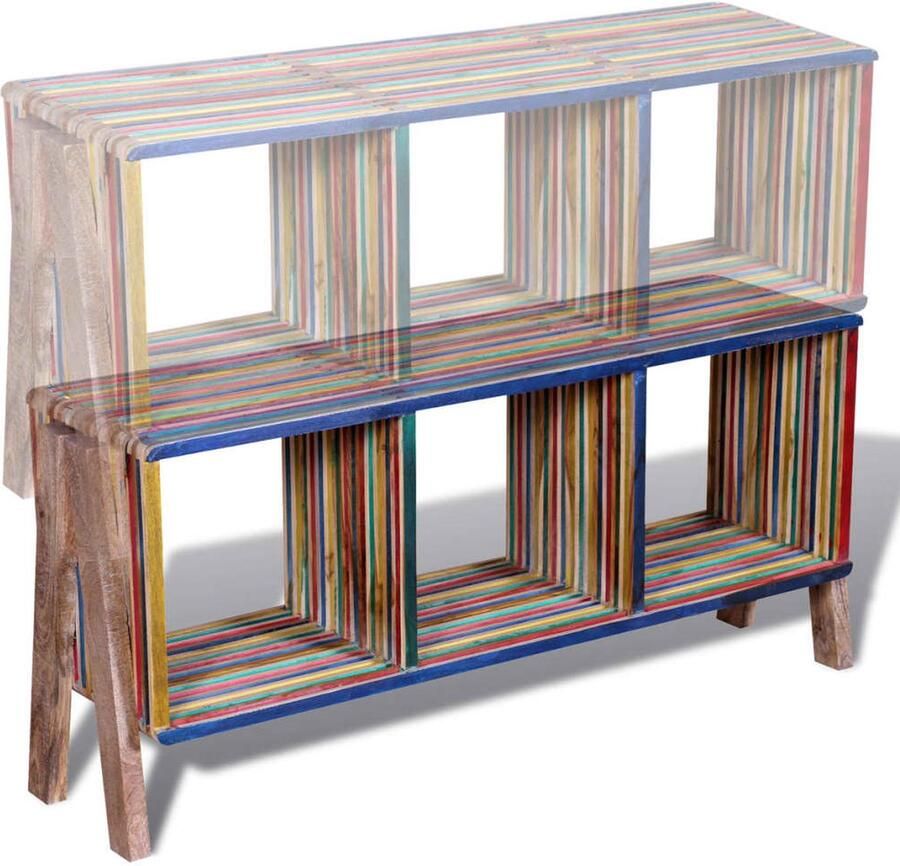 VidaXL -Tv-meubel-met-3-vakken-kleurrijk-gerecycled-teak-stapelbaar