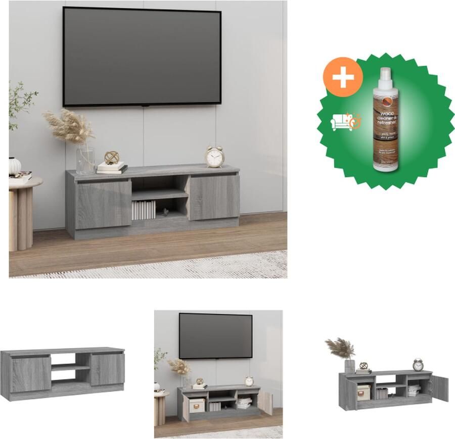 VidaXL Tv-meubel met deur 102x30x36 cm grijs sonoma eikenkleurig Kast Inclusief Houtreiniger en verfrisser