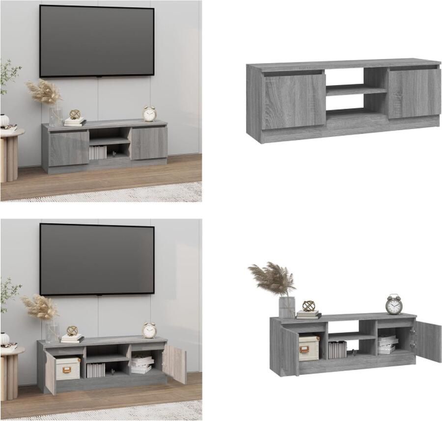 VidaXL -Tv-meubel-met-deur-102x30x36-cm-grijs-sonoma-eikenkleurig
