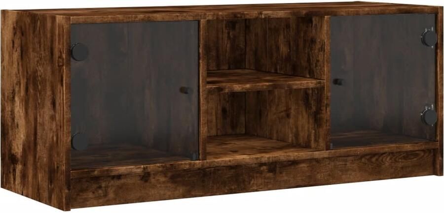 VidaXL Tv-meubel Gerookt Eiken Glas 102x37x42 cm Tv-meubel Tv-meubelen Tv-standaard Televisiemeubel